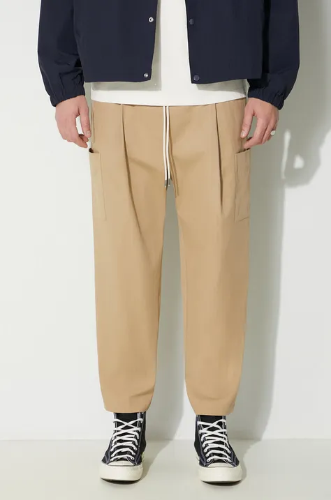 Kalhoty Drôle de Monsieur Le Pantalon Cropped Cargo pánské, béžová barva, jednoduché, D-BP153-CO106-DBG