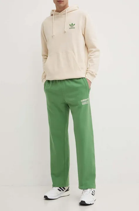 Хлопковые спортивные штаны adidas Originals цвет зелёный однотонные IR9328