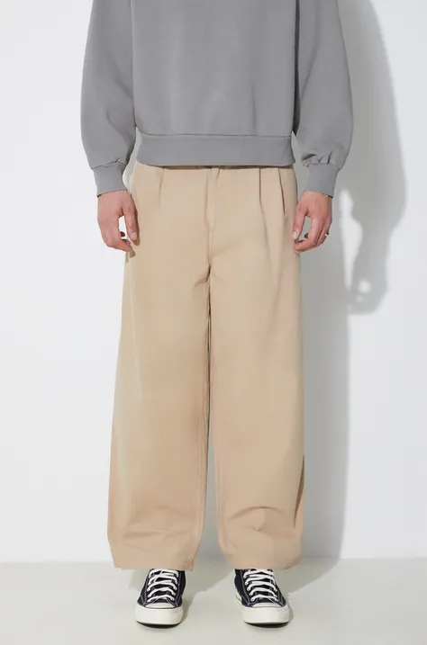 Bavlněné kalhoty Carhartt WIP Colston Pant béžová barva, jednoduché, I031514.G1GD