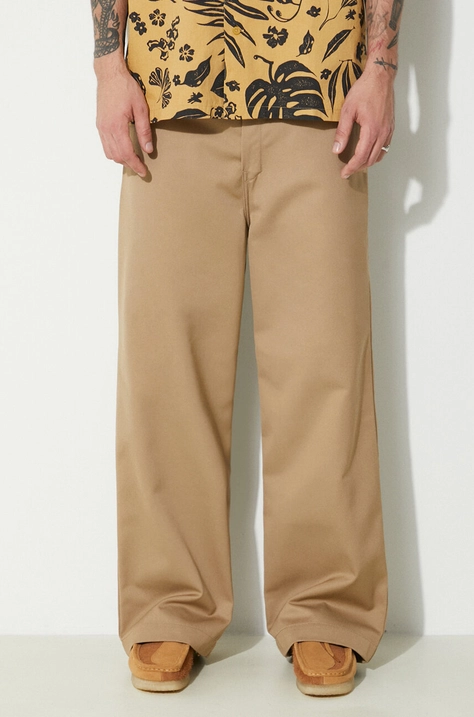 Carhartt WIP pantaloni Brooker Pant barbati, culoarea maro, drept, I032356.8Y01