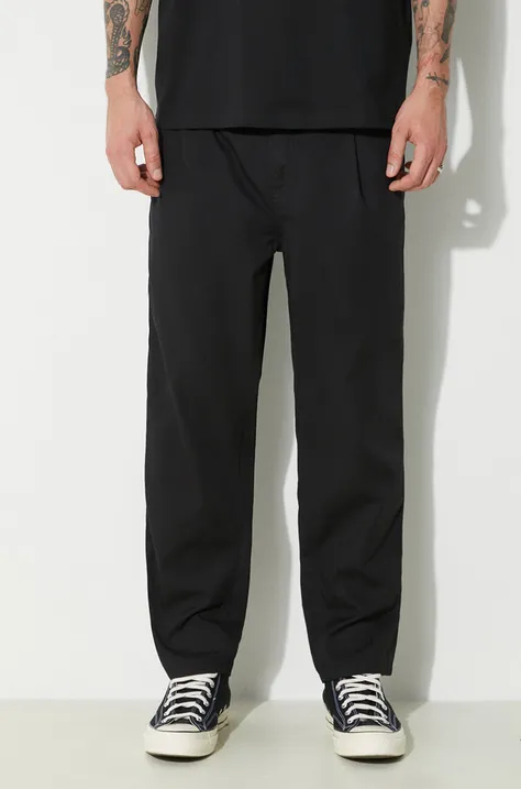 Памучен панталон Carhartt WIP Abbott Pant в черно със стандартна кройка I033126.8902