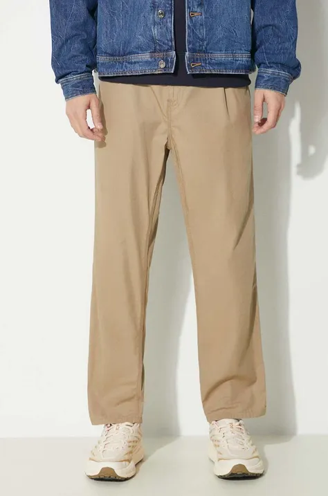 Carhartt WIP pantaloni de bumbac Abbott Pant culoarea bej, drept, I033126.8Y02