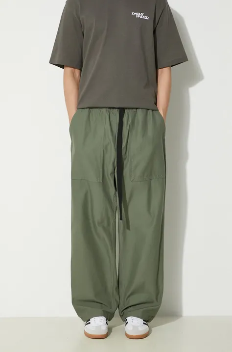 Хлопковые брюки Carhartt WIP Hayworth Pant цвет зелёный облегающее I033135.66702