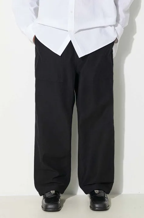 Хлопковые брюки Carhartt WIP Hayworth Pant цвет чёрный фасон chinos I033135.8902