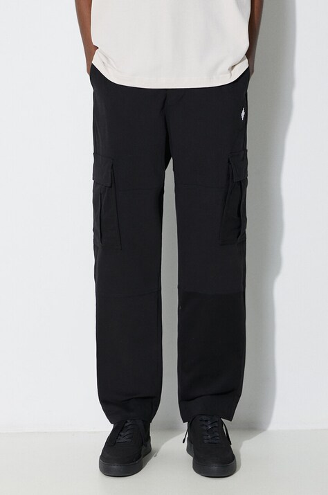 Kalhoty Marcelo Burlon Cross Cotton Cargo pánské, černá barva, ve střihu cargo, CMCF014S24FAB0011001