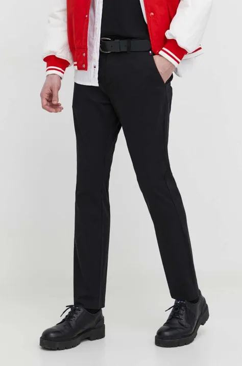 Kalhoty Tommy Jeans pánské, černá barva, přiléhavé, DM0DM19166