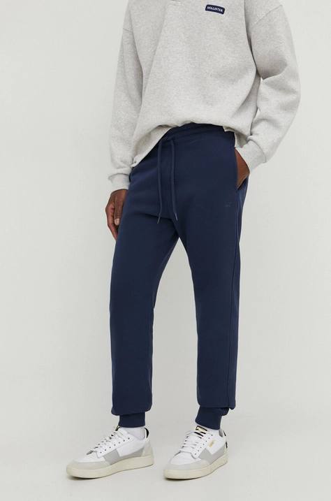 Hollister Co. pantaloni de trening culoarea albastru marin, neted