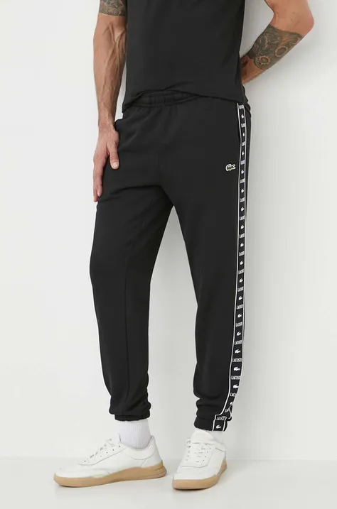 Спортивні штани Lacoste колір чорний з принтом
