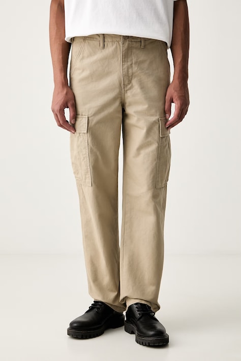 Levi's spodnie cargo męskie bawełniane XX CARGO STRAIGHT beżowe regular waist A7364