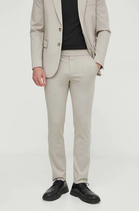 Bruuns Bazaar spodnie męskie kolor beżowy proste