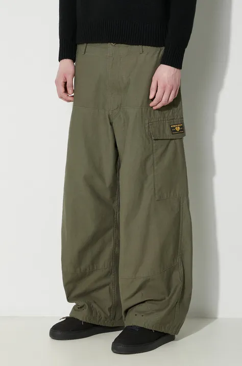 Pamučne hlače Human Made Military Easy Pants boja: zelena, cargo kroj, HM27PT002