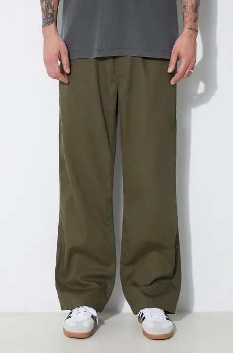 Kalhoty Human Made Easy Pants pánské, zelená barva, jednoduché, HM27PT003
