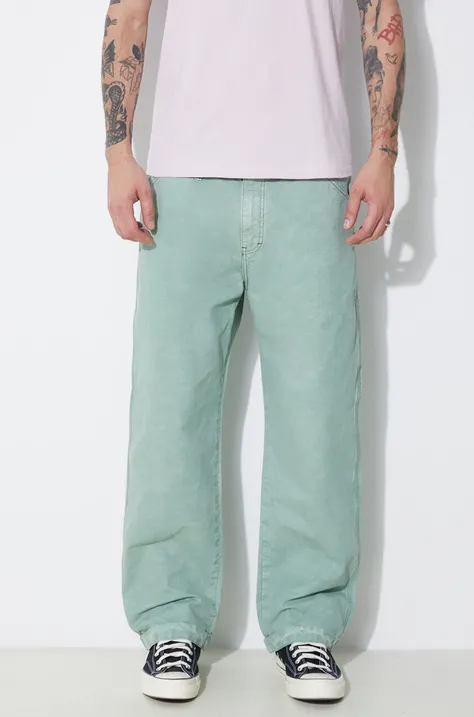 Bavlnené nohavice Human Made Garment Dyed Painter Pants zelená farba, rovné, HM27PT008