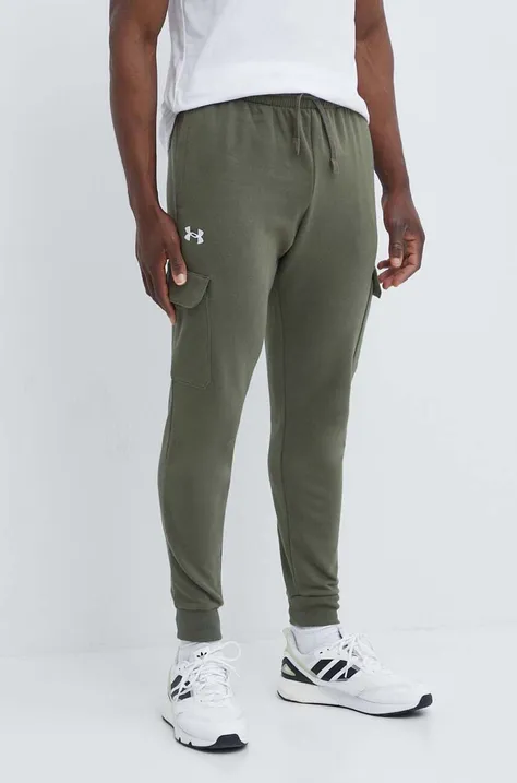 Спортивні штани Under Armour колір зелений однотонні