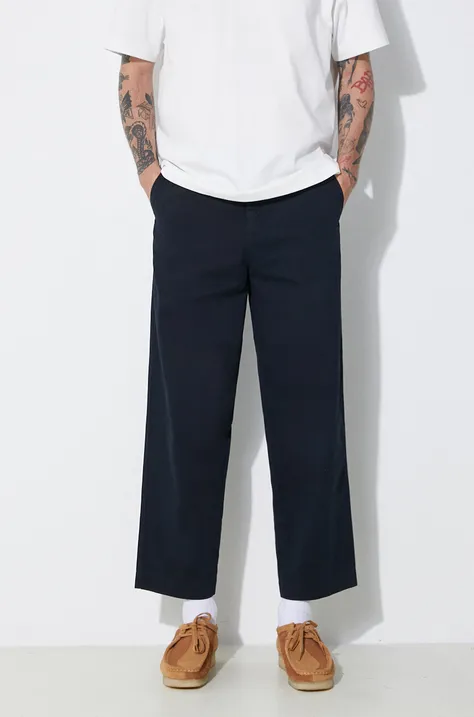 Fred Perry pantaloni de bumbac Straight Leg Twill Trouser culoarea albastru marin, cu fason chinos, T6530.608
