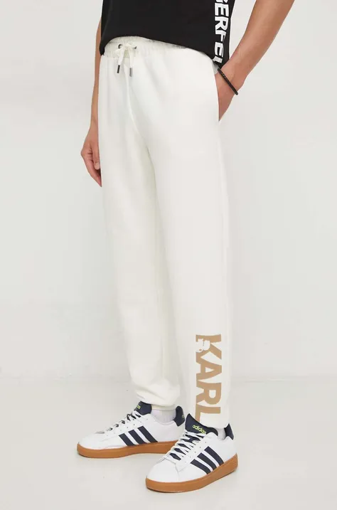 Спортивные штаны Karl Lagerfeld цвет бежевый с принтом