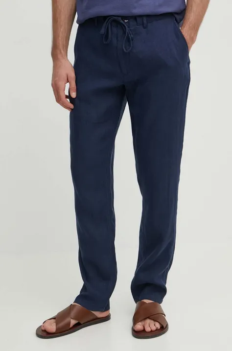 Льняные брюки Gant цвет синий фасон chinos