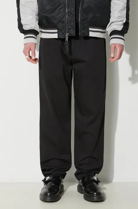 Universal Works pantaloni in cotone Military Chino colore nero 120.BLACK