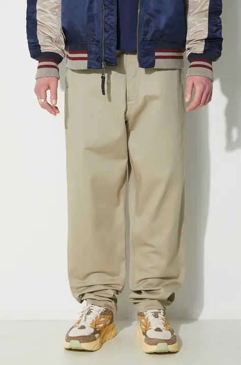 Universal Works pantaloni de bumbac Military Chino culoarea bej, cu fason chinos, 120.STONE