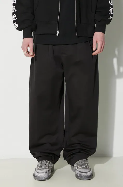 Universal Works pantaloni de bumbac Double Pleat Pant culoarea negru, drept, 133.BLACK