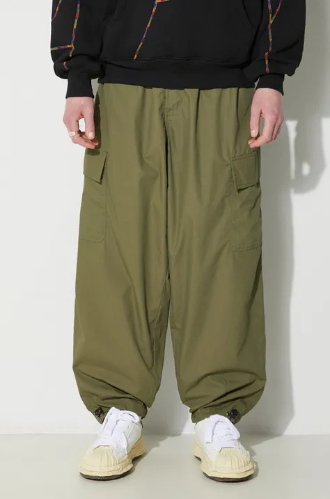 Universal Works pantaloni Loose Cargo Pant barbati, culoarea verde, cu fason cargo, 30143.OLIVE