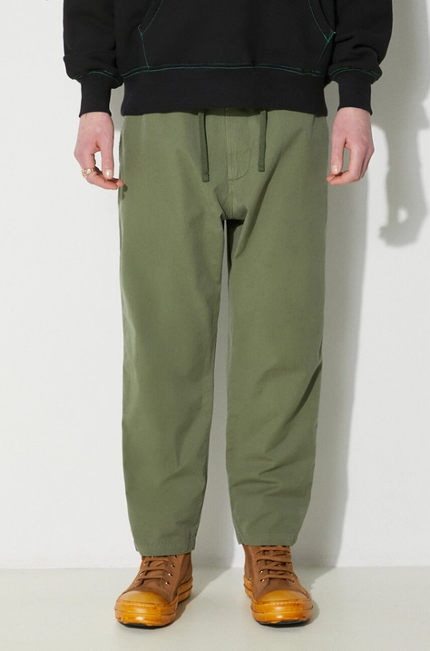 Bavlněné kalhoty Universal Works Hi Water Trouser zelená barva, jednoduché, 30520.BIRCH