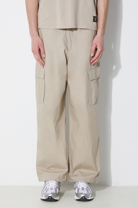 Champion pantaloni de bumbac culoarea bej, cu fason cargo, 220015
