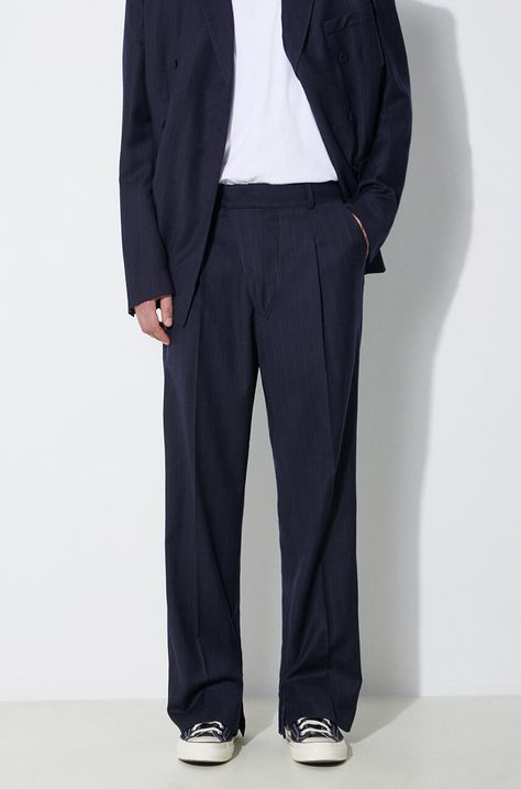 Vunene hlače 424 Straight Leg Pants boja: tamno plava, ravni kroj, FF4SMT10BP-TR351.560