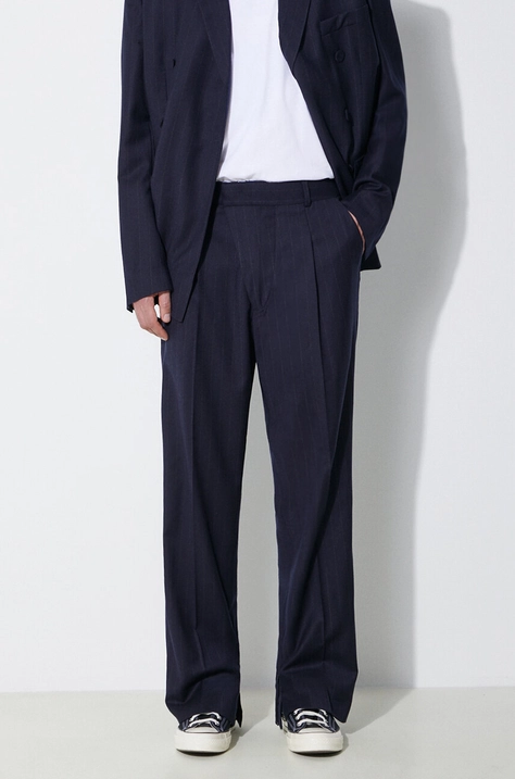 424 wool trousers Straight Leg Pants navy blue color FF4SMT10BP-TR351.560