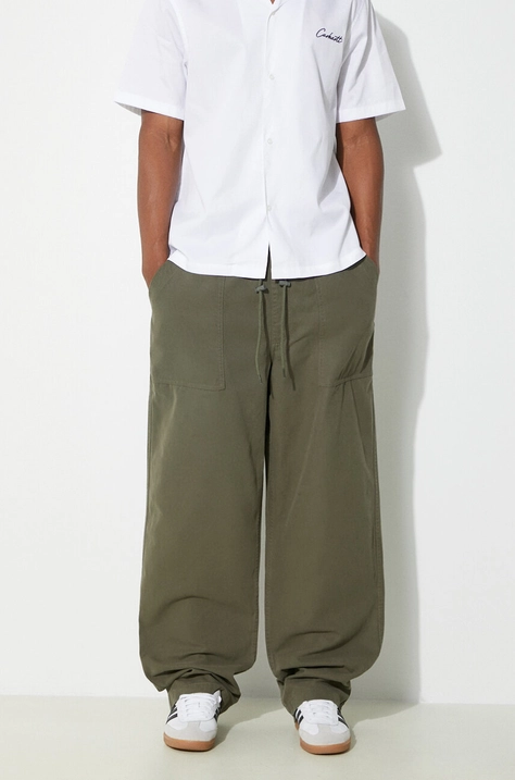 Vans pantaloni in cotone Premium Standards Easy Trouser LX colore verde VN000GZ2KCZ1