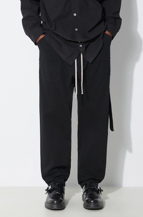 Rick Owens pantaloni de trening din bumbac culoarea negru, neted, DU01D1370.RIG.09