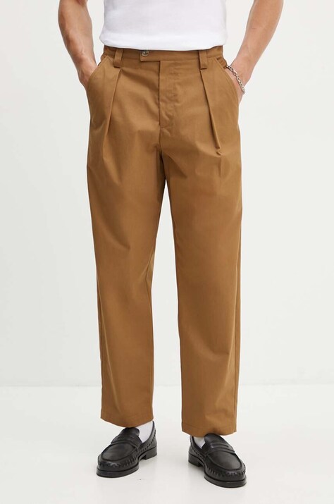 A.P.C. pantaloni de bumbac culoarea maro, drept, COGXS-H08428