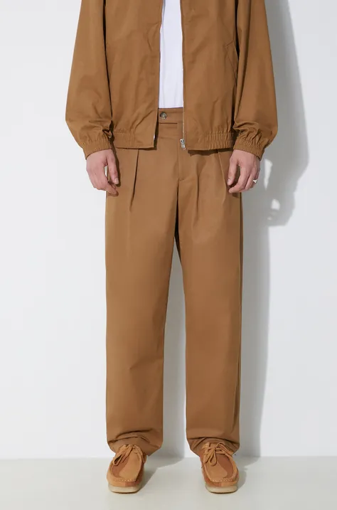 Хлопковые брюки A.P.C. цвет коричневый прямые COGXS-H08428