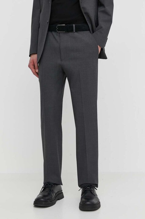 Вълнен панталон Theory в сиво с кройка по тялото