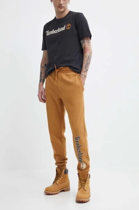 Timberland pantaloni de trening culoarea maro, cu imprimeu, TB0A5YFBP471