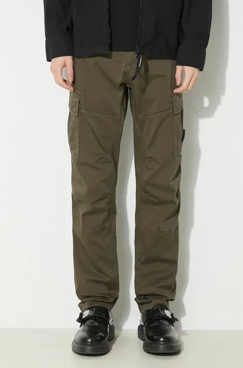 C.P. Company pantaloni Stretch Sateen Ergonomic Lens barbati, culoarea verde, mulata, 16CMPA056A005694G