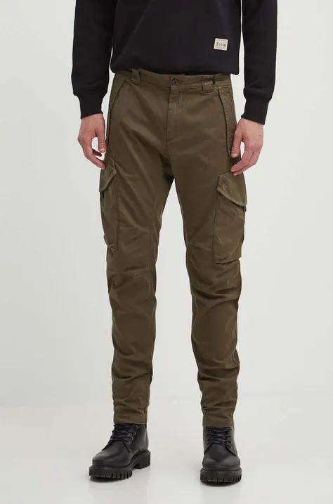 C.P. Company pantaloni Stretch Sateen Ergonomic Lens barbati, culoarea verde, cu fason cargo, 16CMPA058A005694G