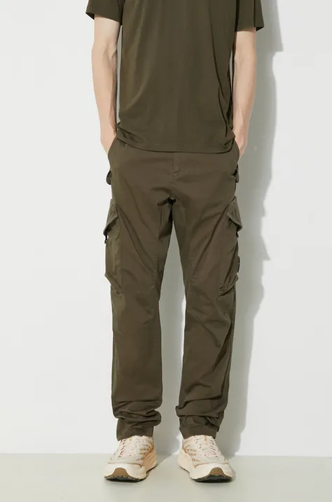 C.P. Company pantaloni Stretch Sateen Ergonomic Lens barbati, culoarea verde, cu fason cargo, 16CMPA058A005694G