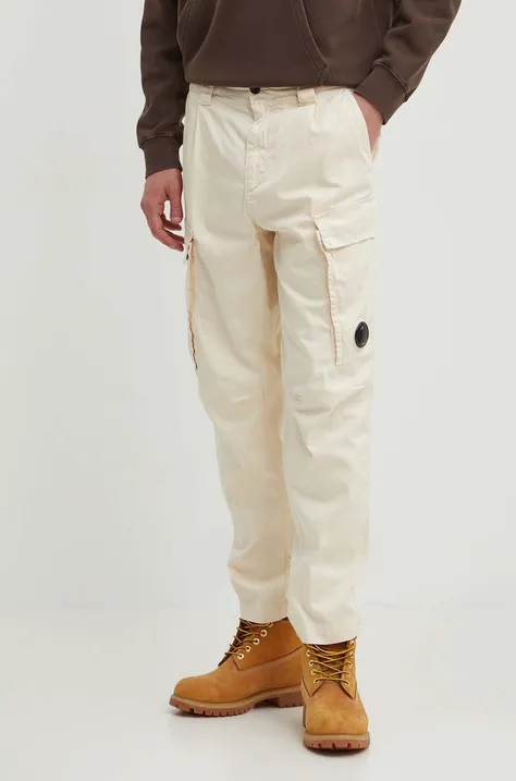 C.P. Company pantaloni Stretch Sateen Loose Cargo barbati, culoarea bej, cu fason cargo, 16CMPA062A005694G