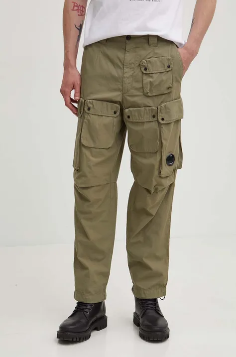 C.P. Company pantaloni de bumbac Rip-Stop Loose Cargo culoarea verde, drept, 16CMPA174A006272G
