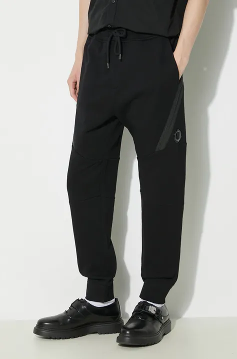 C.P. Company pantaloni da jogging in cotone Diagonal Raised Fleece colore nero 16CMSP084A005086W