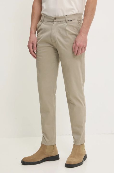 Calvin Klein pantaloni bărbați, culoarea bej, drept, K10K113662