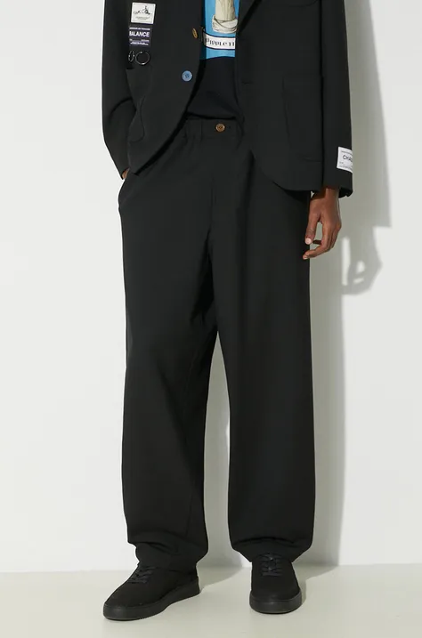 Шерстяные брюки Undercover Pants цвет чёрный прямые UC1D4510