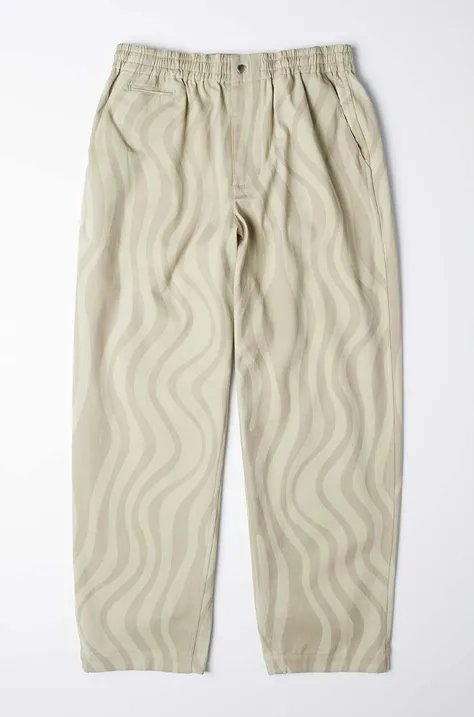 Kalhoty by Parra Flowing Stripes Pant pánské, béžová barva, jednoduché, 51151