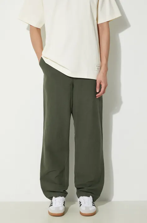 Kalhoty s příměsí lnu Norse Projects Ezra Relaxed Cotton Linen zelená barva, N25.0402.8022