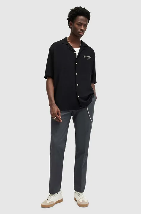 Kalhoty AllSaints BRITE TROUSER pánské, šedá barva, jednoduché, MM049Z