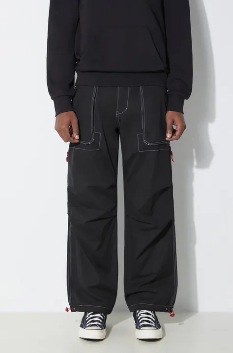 PLEASURES pantaloni Public Utility barbati, culoarea negru, drept, P24SP038.BLACK
