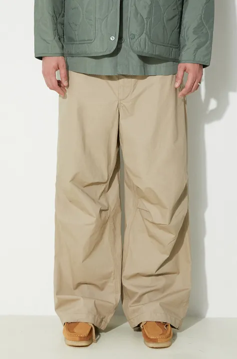 Bavlněné kalhoty Engineered Garments Over Pant béžová barva, jednoduché, OR343.ZT154