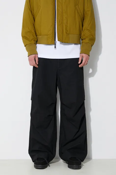Bavlněné kalhoty Engineered Garments Over Pant černá barva, jednoduché, OR343.ZT156