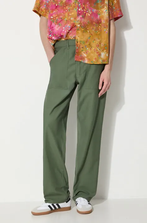 Bavlněné kalhoty Stan Ray 1100 Og Loose Fatigue zelená barva, jednoduché, 1101